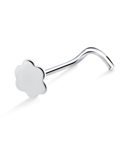 Flower Flat Shaped Silver Curved Nose Stud NSKB-08